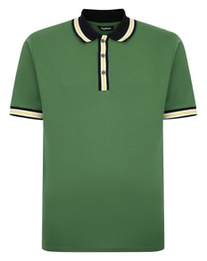 Bigdude Poloshirt mit kontrastierenden Streifen und Spitze, Dunkelgrün